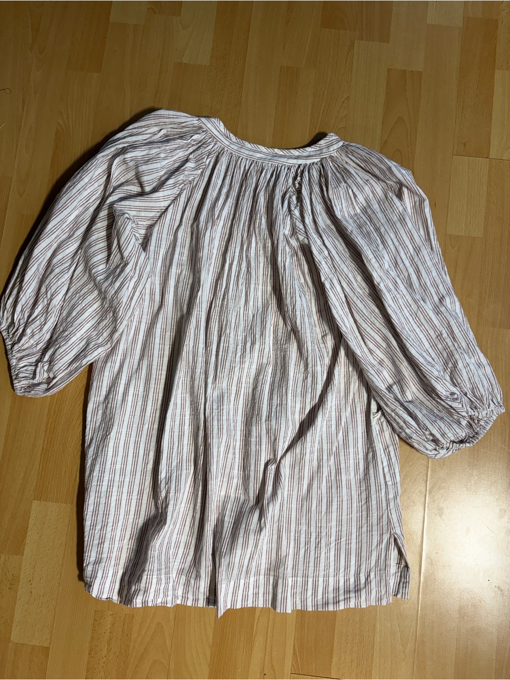 Daughters of India Poet Mini Dress in Vanilla with Rust Stripes Small - Picture 13 of 15